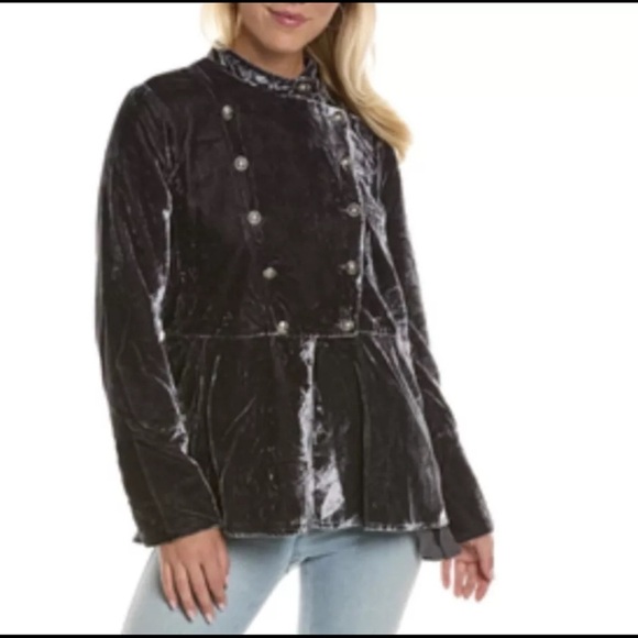 Free People Jackets & Blazers - Free People Velvet Ebony Stunning Military Jacket